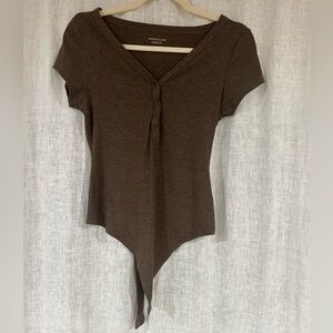 AE Brown V-Neck Women’s Bodysuit